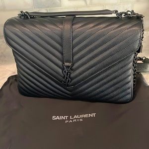 YSL Black on Black Quilted Leather Bag
